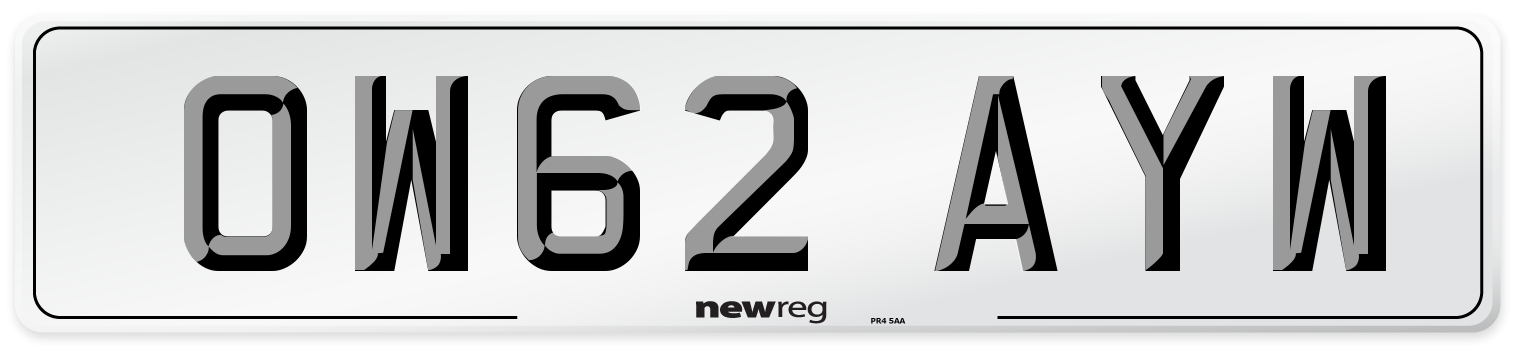 OW62 AYW Number Plate from New Reg